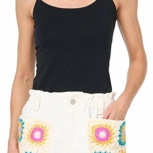 BlankNYC white shorts with Crochet Pocket